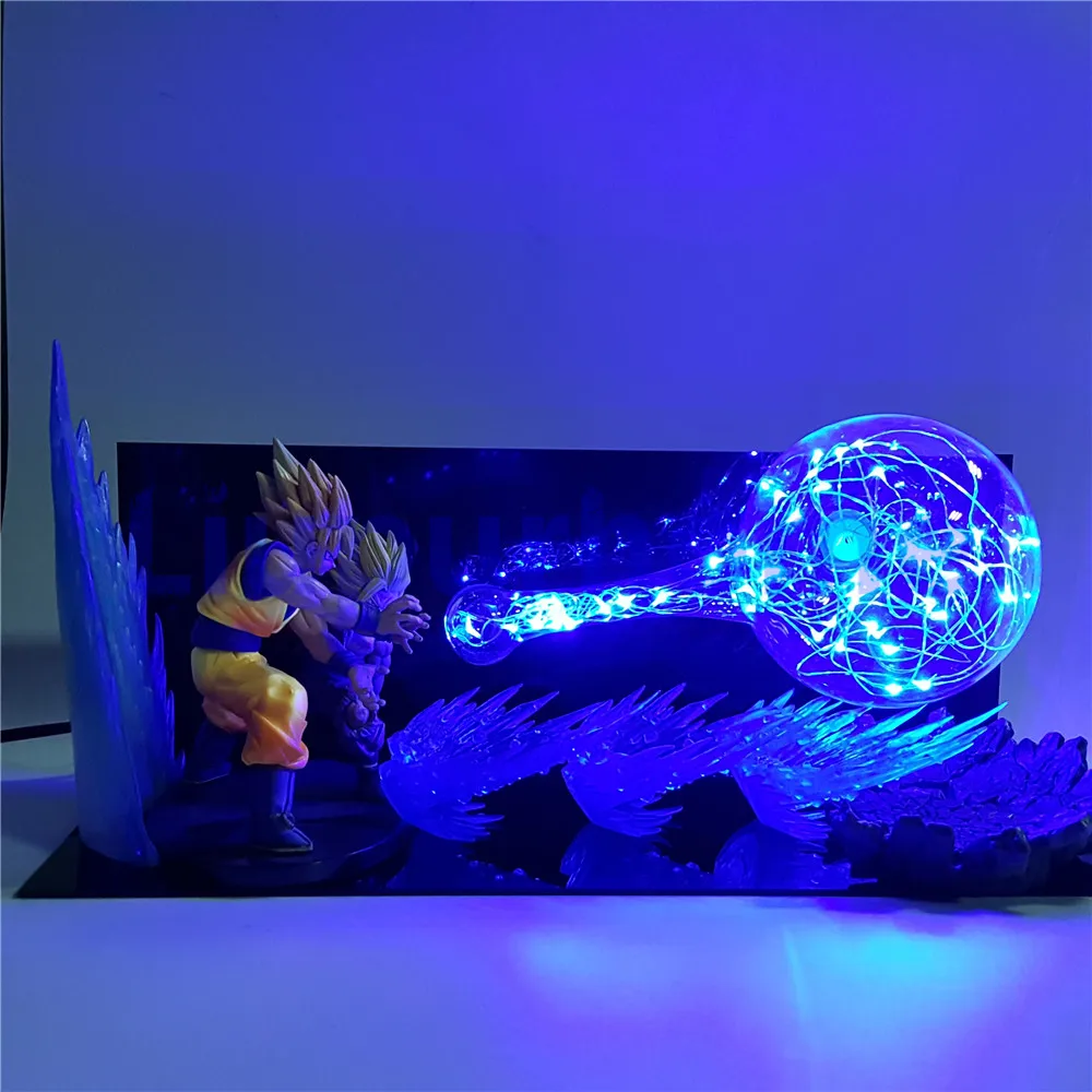 Dragon Ball Z Сон Гоку для папы и сына светодиодный ночные светильники Dragon Ball Z фигурка аниме Гохан Goku kamehameha настольная лампа