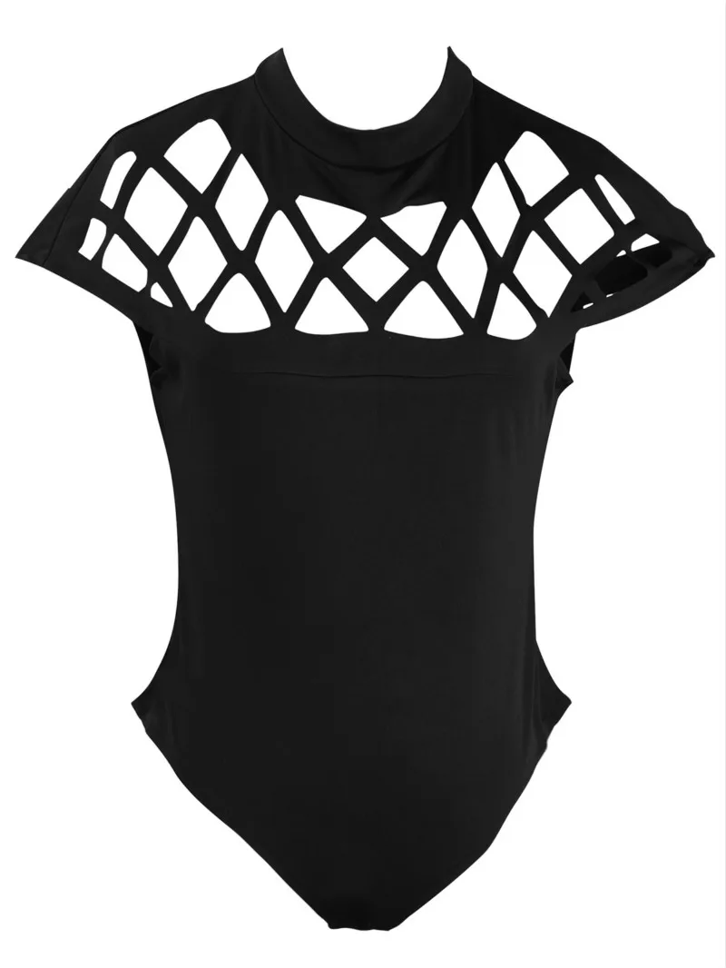 Новый женский короткий рукав полое трико обтягивающее бандажный комбинезон топы