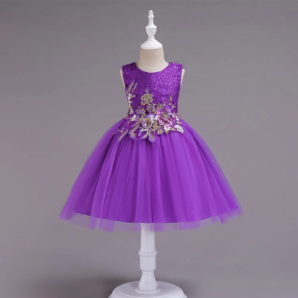CAILENI Purple Children Prom Ball Gown 3-13 Years Girls Wedding Party Dress Fashion Flower Sleeveless Princess For | Детская одежда и