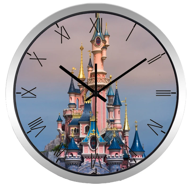 Популярные брендовые европейские настенные часы с мультяшным замком для детей