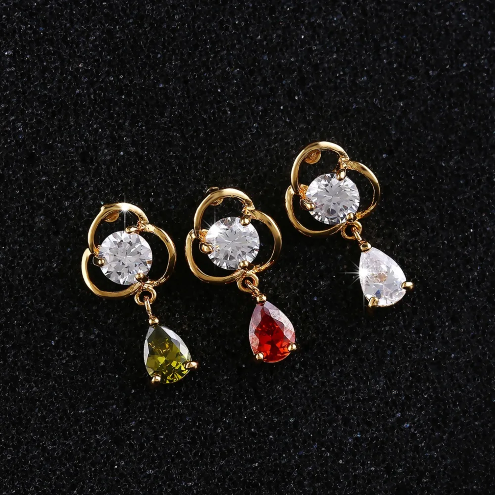 Лидер продаж разноцветные модные серьги-капельки AAA с кубическим цирконием для