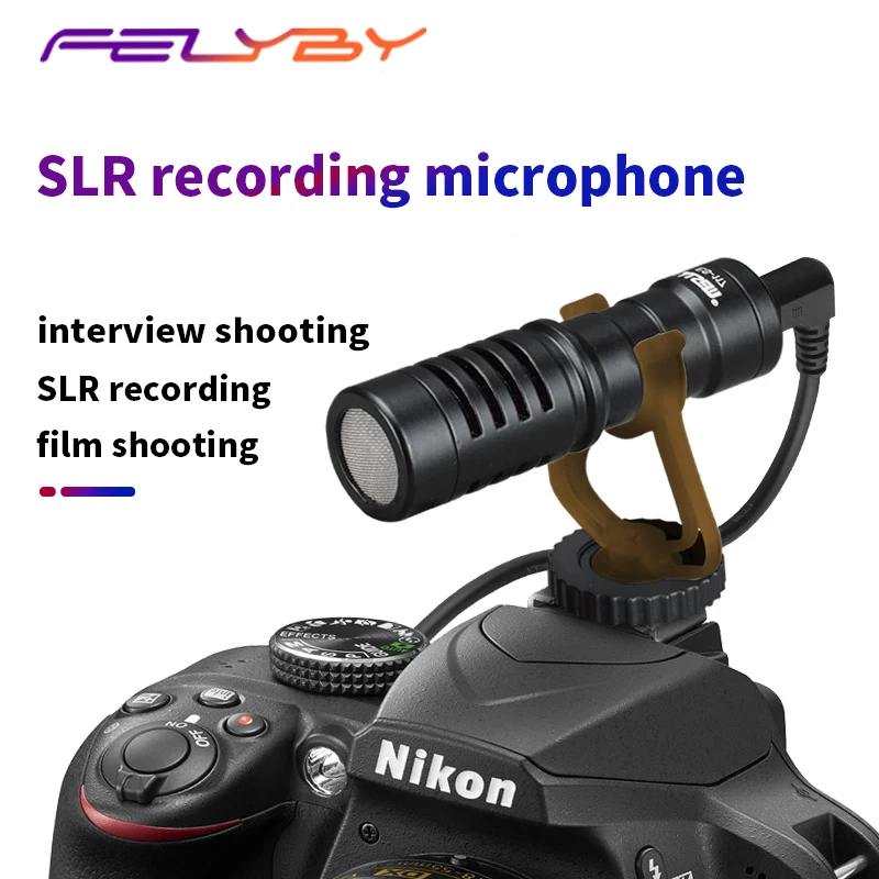 FELYBY ES 117 Профессиональный DSLR конденсаторный микрофон для интервью видеозаписи