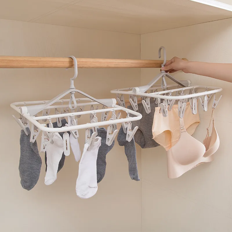 

24 Clip Folding Drying Rack Underwear Socks Clip Multi-functional Clothes Rack Hot Sale High Quality 2019 New Patterns