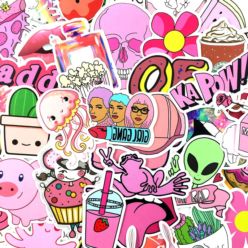 50 шт./лот розовая девушка Kawaii свинья наклейка с осьминогом для велосипеда мотоцикла телефона ноутбука путешествия багаж забавные наклейки Bomb