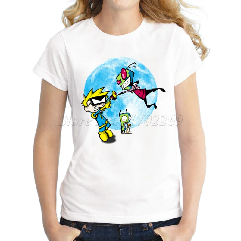 Для девочек синий коробка Spiffs Invader Spiff Женская Повседневная футболка с коротким