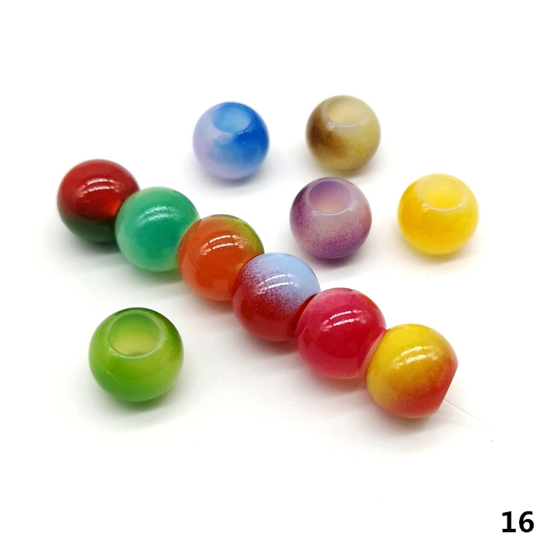 16 20 pcs 12mm Big Hole Beads Round Beads for Jewelry Making Acrylic Beads Multicolor Loose Bead Jewelry DIY Accessory - Цвет: 16