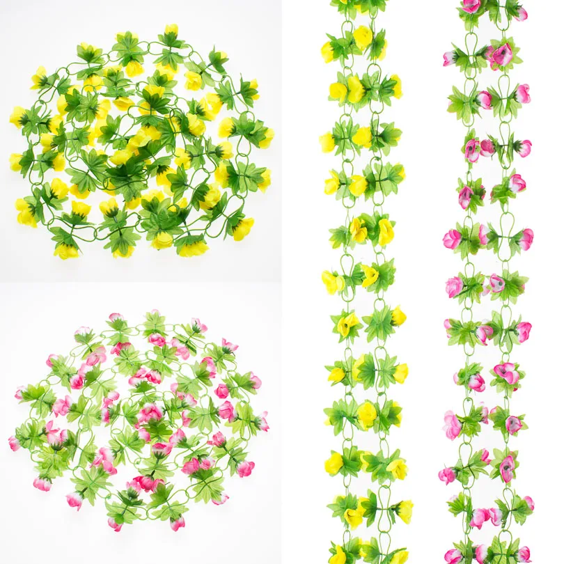 10pc 210cm Fake Silk Lotus Ivy Vine Artificial Flowers w/ Green Leaves Home Wedding Decoration Marriage Ornamental Garland Decor | Дом и сад