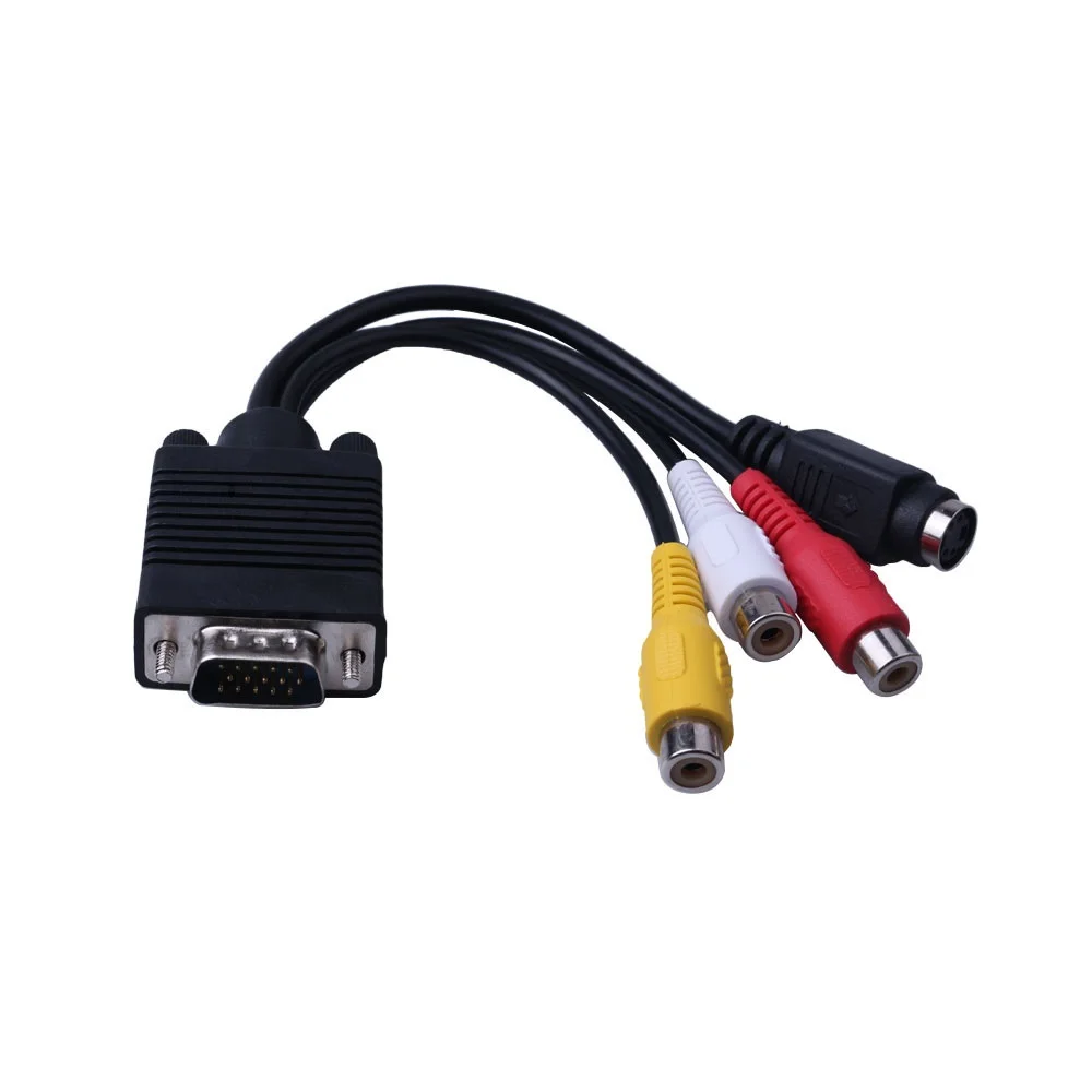 VGA SVGA К S видео 3 RCA конвертер AV ТВ выход кабель адаптер RCA Женский конвертер видео кабель для ноутбука ПК HDTV монитор тв