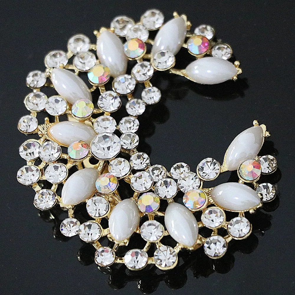 Горячая Элегантная Женская полудрагоценная Винтажная брошь в форме Луны подарок