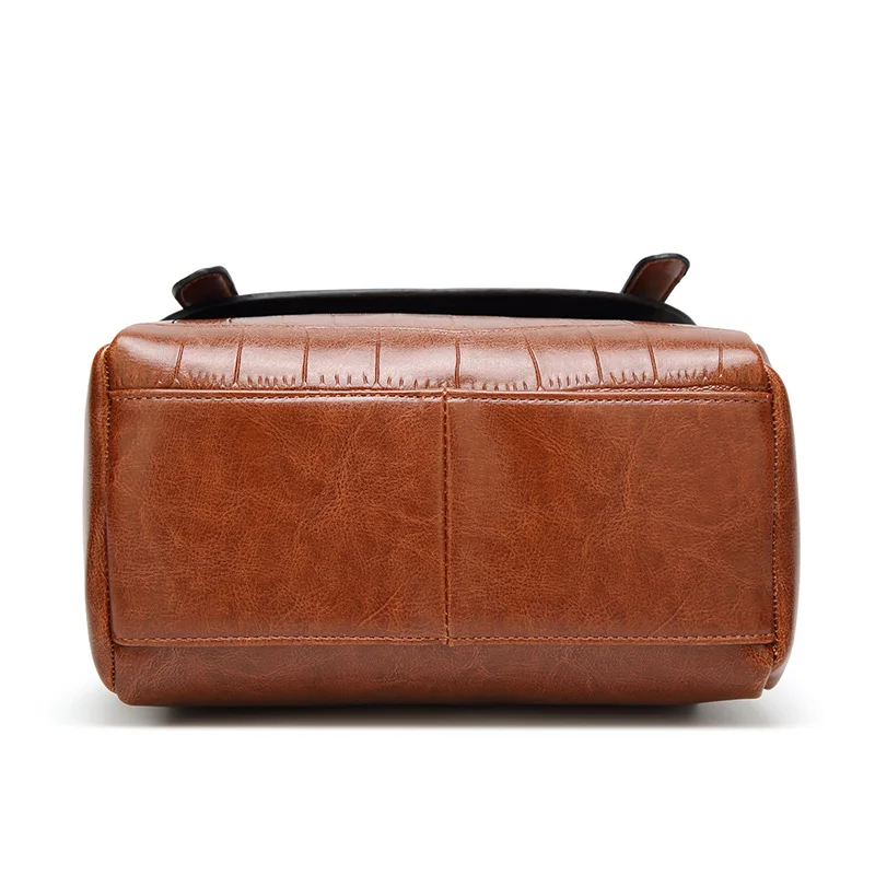 

KIHUN Waxed Leather Handbag Women Fashion Oiled Leather Hand Bag 2018 New Arrival Alligator Messenger houlder Bags Female Purse