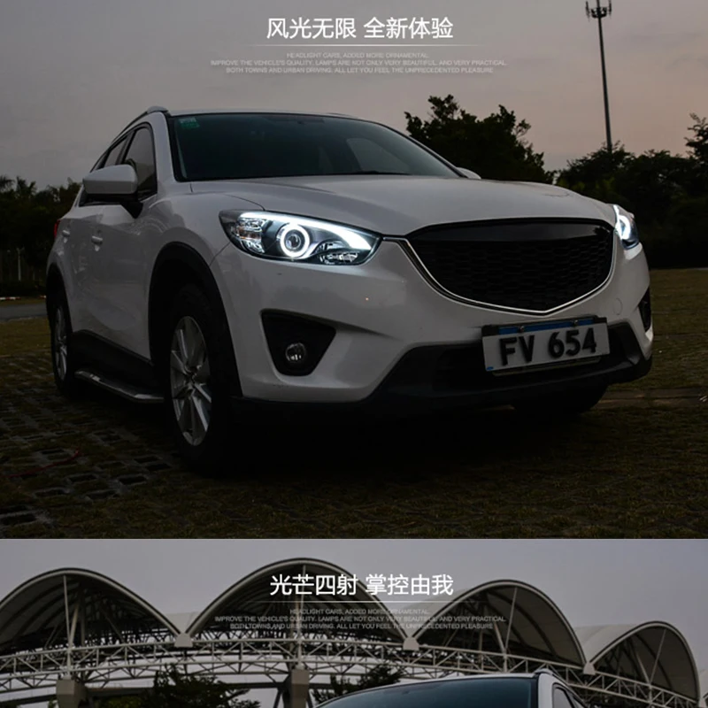 KOWELL автомобильный Стайлинг для Mazda CX-5 фары 2011- CX5 светодиодный фары DRL Биксеноновые линзы Высокий Низкий Луч парковочная противотуманная фара