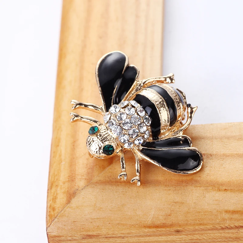 Exquisite Enamel Bee Crystal Honeybee Rhinestones Insect Themed Brooch Pin for Women Clothing Scarf Collar Badge Jewelry | Украшения и