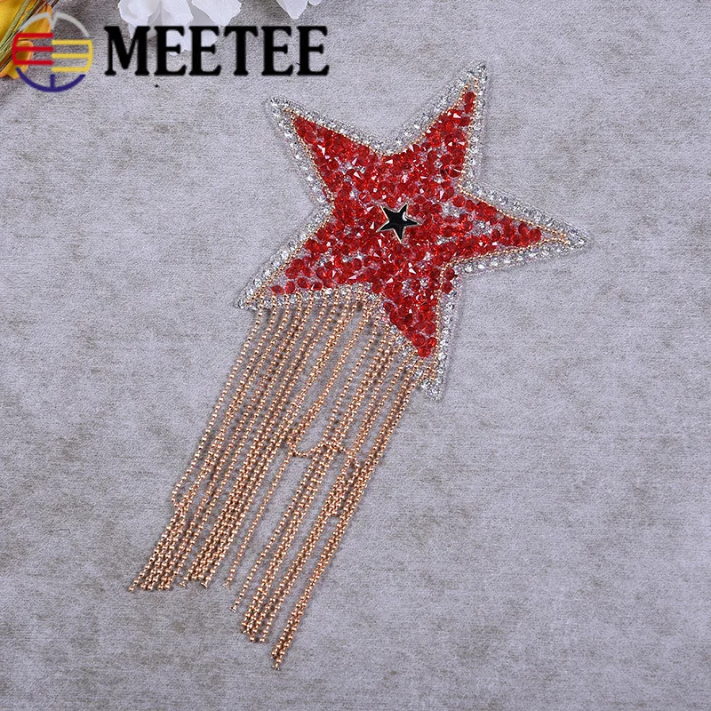 Meetee/4 шт. Стразы с пятиконечной звездой и кисточками Лидер продаж расшитые
