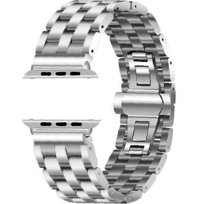 Silver Нержавеющая сталь для Apple Watch группа 4 42 мм/38mm 3 iwatch Группа 44 мм/40 мм ремешок петли для ремня ремешки Apple черный серебро золото - Цвет ремешка: Silver