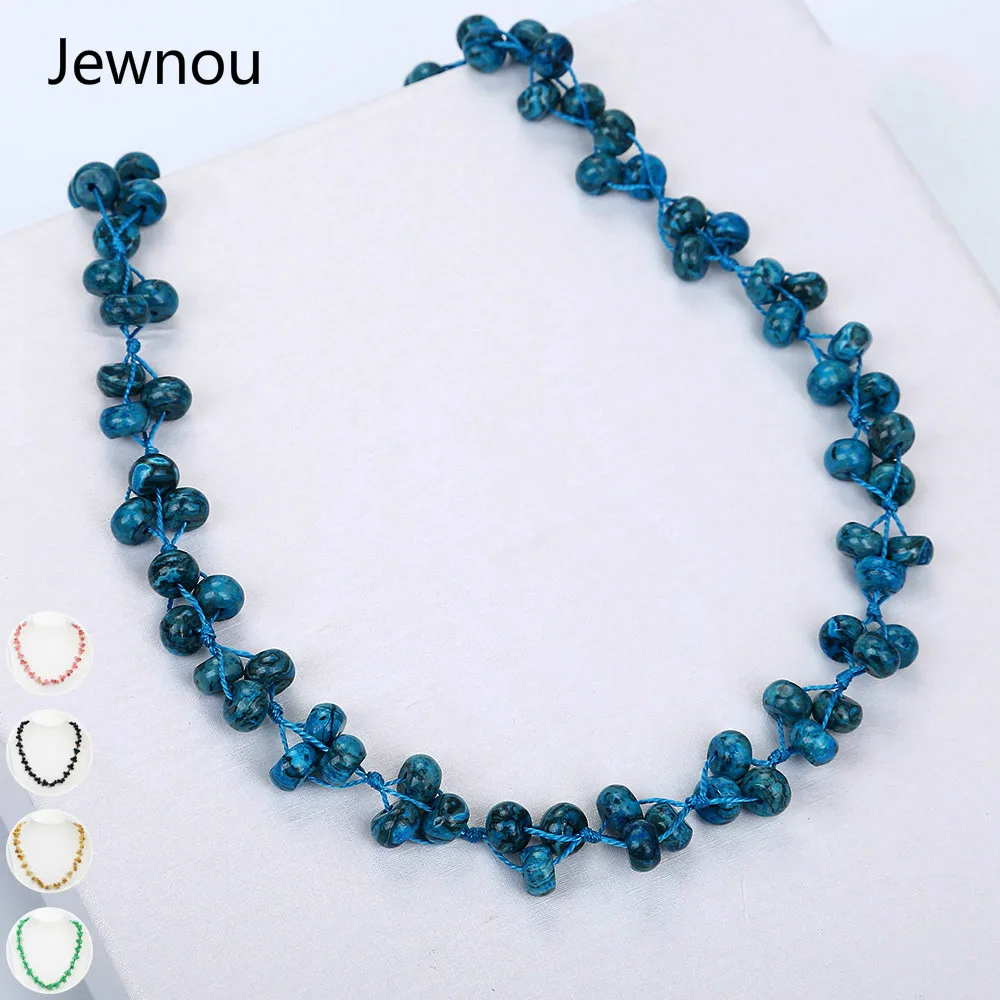 Jewnou синее бирюзовое ожерелье с натуральным драгоценным камнем Женская цепочка