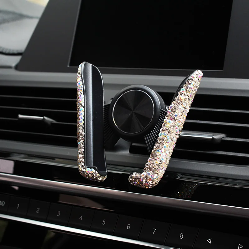 silver phone holder Автомобильное зарядное устройство с двумя usb-портами, блестящие стразы ручной работы, хрустальные Автомобильные украшения, 3 в 1, телефонный кабель для быстрой зарядки - Название цвета: silver phone holder
