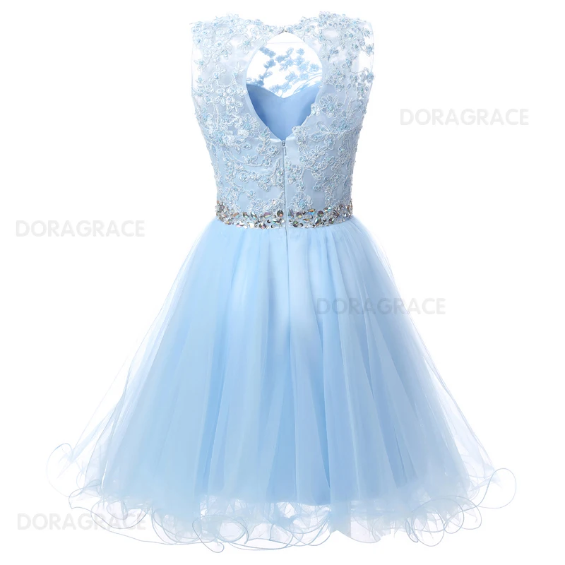 Коктейльные платья с аппликацией из бусин Короткие праздничные для девочек vestido