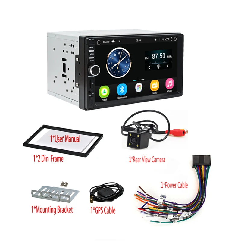 

2 Din, Android, Bluetooth/Wi-Fi/7- , 1024*600, , 1 + 16 , AM/FM/USB/AUX