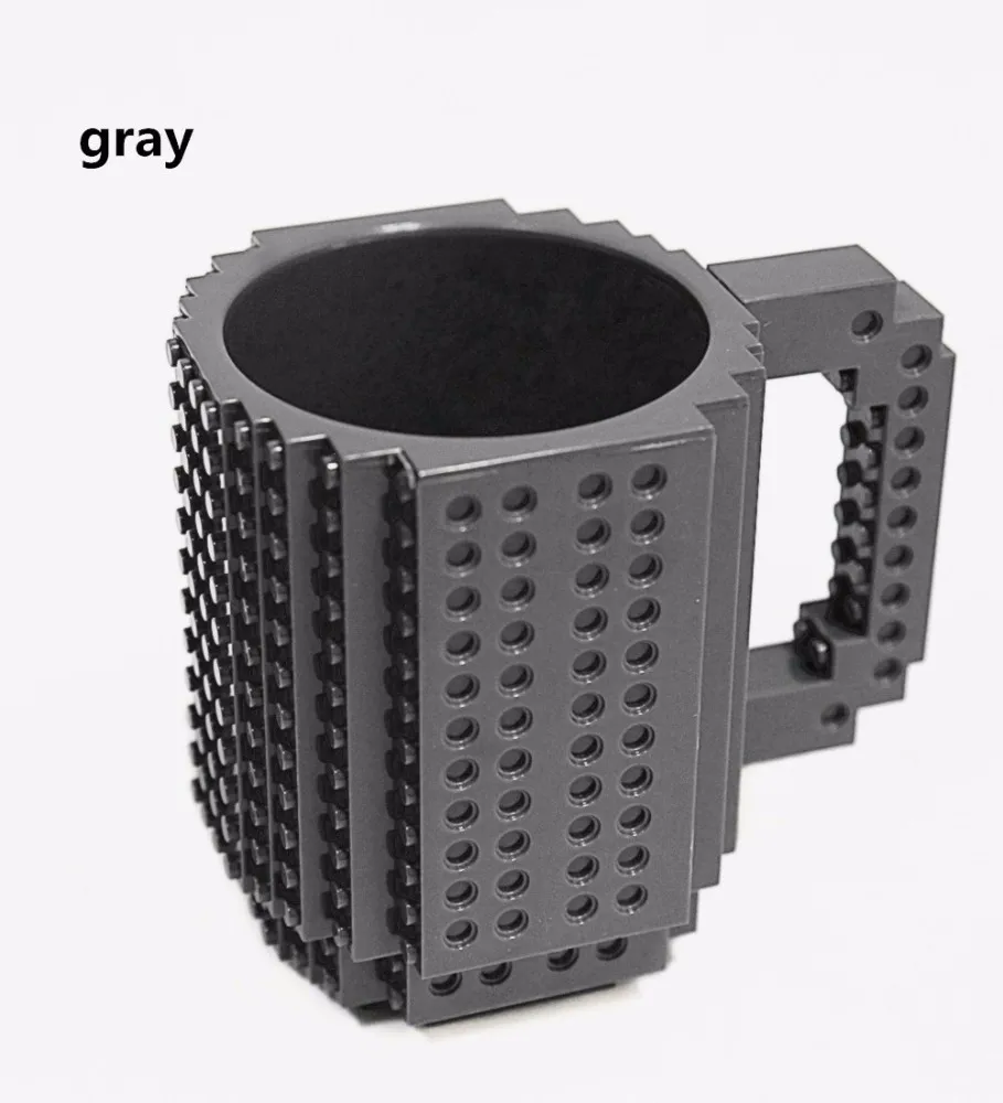 gray 12 унций строительные кирпичные кружки строительные блоки головоломка Забавный кофе DIY термос портативная посуда для напитков лего чашки и кружки теплее - Цвет: gray