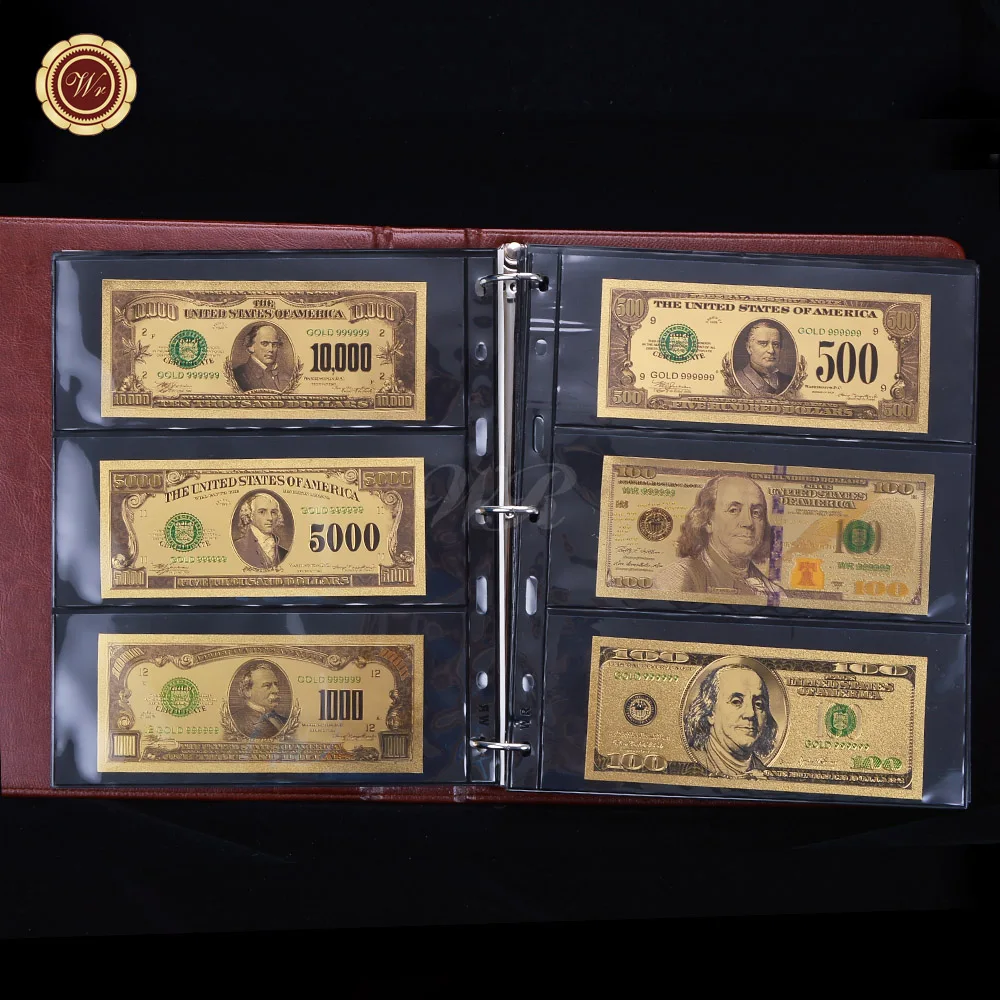24 К позолоченный мир красочные банкноты альбом кожаный фотоальбом страна золото