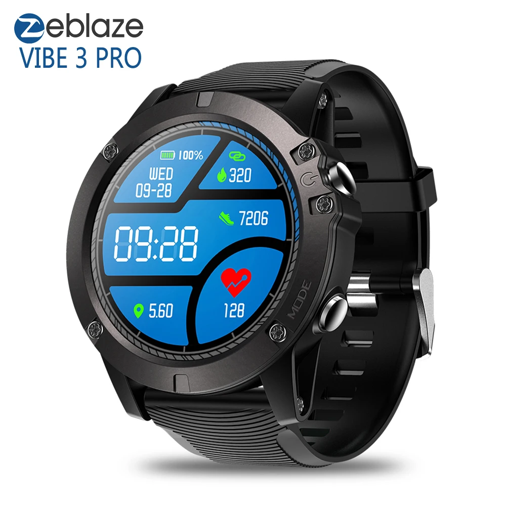 Zeblaze VIBE 3 PRO, 1,3 дюйма, цветной сенсорный дисплей, спортивные Смарт-часы, частота сердечных сокращений, IP67, водонепроницаемые, с пультом дистанционного управления, для музыки, для мужчин, для IOS, Android