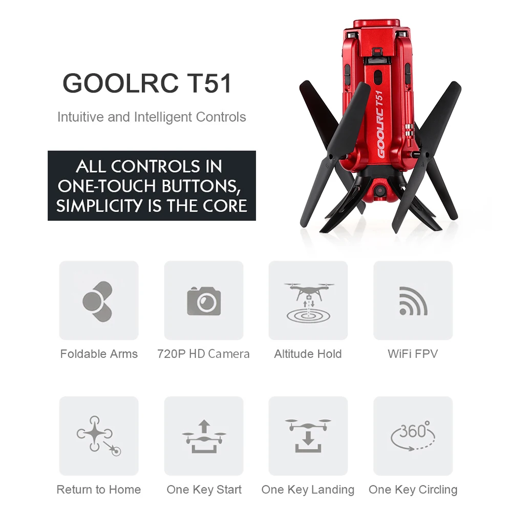 GoolRC T51 Радиоуправляемый Дрон ракета 360 2 4G HD камера Wifi FPV градусов панорамная