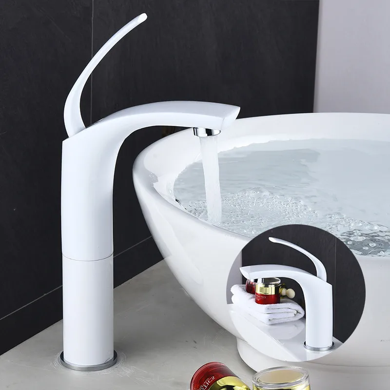 

Basin Faucets Hot&Cold Sink Mixer Bathroom Basin Tap Brass Faucet/Mixer/Tap White/Black Bathroom Faucet Crane Sink Tap Wash Tap