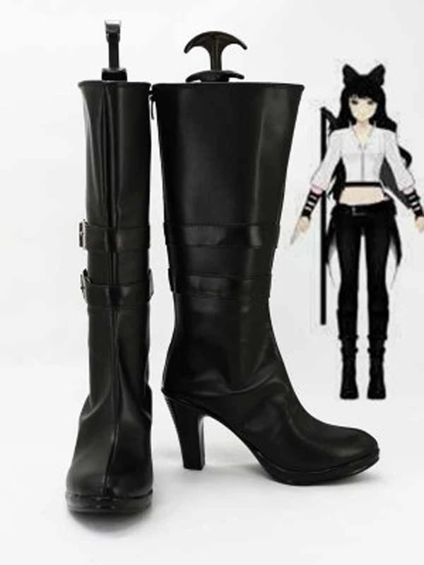 Черные сапоги RWBY с прицепом для косплея Блейка белладонны на высоком каблуке