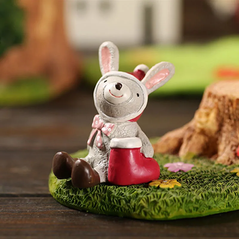 Lovely Rabbit Christmas Decoration Resin Figurines Little New Year Gifts Tree Pendant Navidad Noel Bonsai Craft YWDY09 | Дом и сад