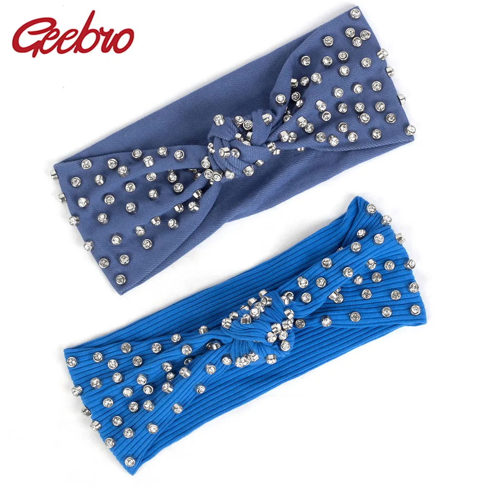 Geebro в богемном стиле из джинсовой ткани рубчик лента для волос женщин аксессуары