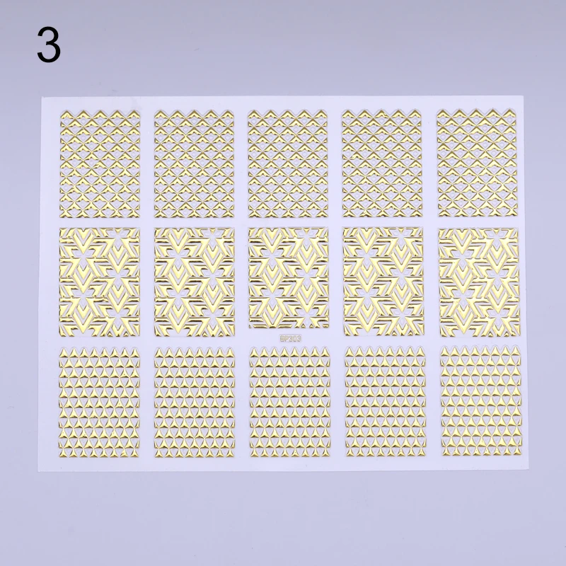 Pattern 3 Золотой лак для ногтей наклейки самоклеящиеся геометрической формы Дизайн Клей Nail Art наклейки виниловые декоративный для маникюра DIY - Цвет: Pattern 3