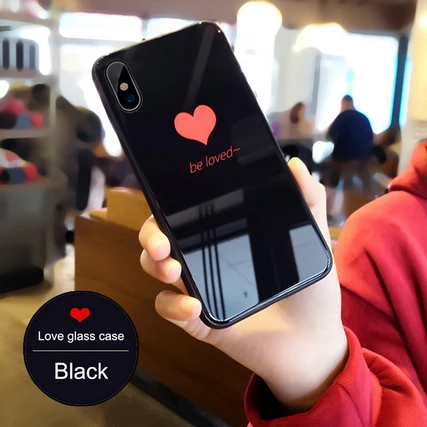Противоударный чехол ANXM Be Love из закаленного стекла для iphone X 6 6s 6plus 7 7 Plus, глянцевая жесткая задняя крышка для iphone 8 8plus - Цвет: Be Loved Black