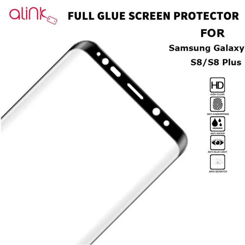 AINY New Full Cover Glue 3D Curved Case for Samsung Galaxy S8 S8+ Plus Friendly Gorilla Tempered Glass Screen Protector | Мобильные