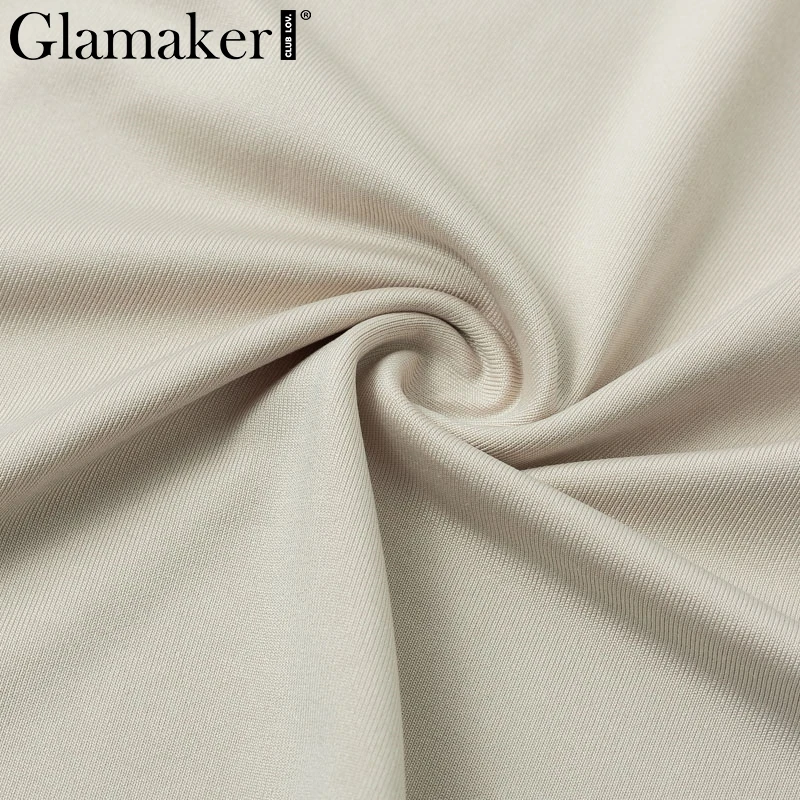 Glamaker выдалбливают трикотажное платье Для женщин пикантные-Костюм из нескольких предметов Длинные рукава Короткие мини-платье зима club crop водолазка праздничное платье