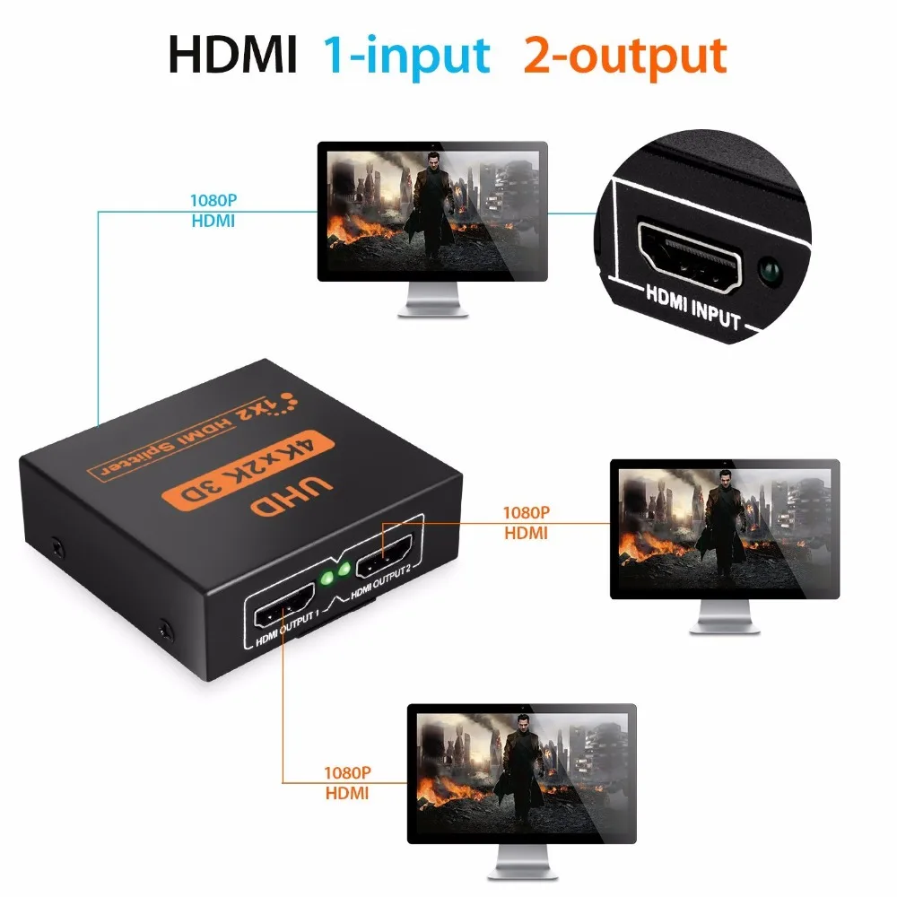 Ultra HD 4K 4 портовый HDMI сплиттер 1x2 1x4 ретранслятор усилитель 1080P 3D 1 in 4 out