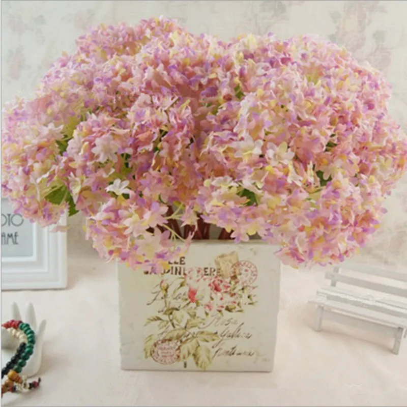 1 шт Искусственные цветы гортензии букет дешевые искусственные для дома