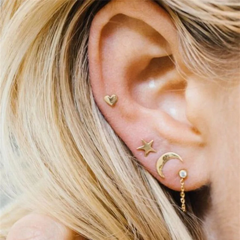 Милые Новые Романтические маленькие золотые/серебряные/черные серьги гвоздики в