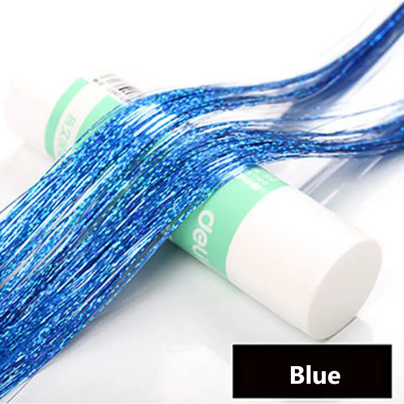 Blue Цветные блестящие волосы, удлиняющая накладка на волосы бесшовные шт Цвет яркий глиттер яркие золотые и серебряные линии выбрать окрашенный парик - Цвет: Blue