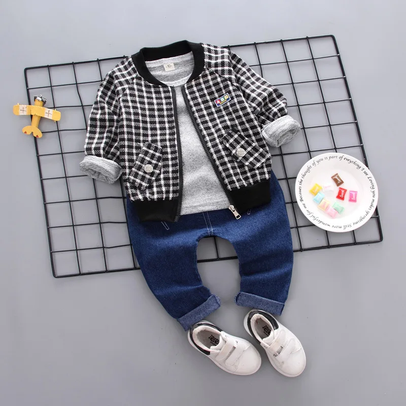 Boys Clothes Autumn Children Sets 2018 Lattice Three Piece Baby Garment Kids Toddler Boy |