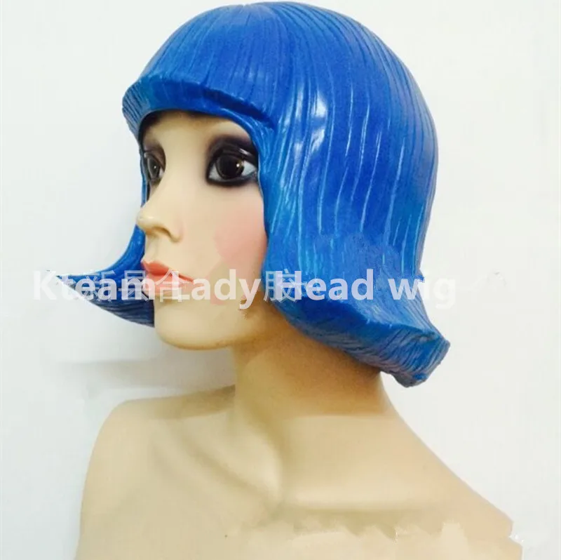 

Eco-friendly Natural Latex Flash Rubber yellow color Wig for Lady wonderful lovely Dress Party makeup props Gifts Toys In stock