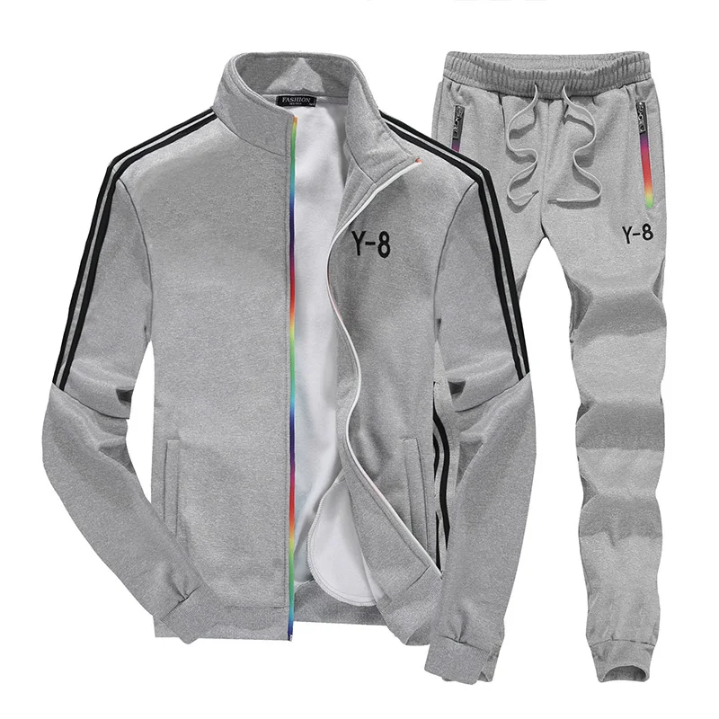 Модный спортивный костюм из 2 предметов для мужчин, коллекция года, осенняя Спортивная одежда для мужчин, мужской комплект на молнии, толстовка с капюшоном, куртка+ штаны, Moleton Masculino, комплект из 2 предметов