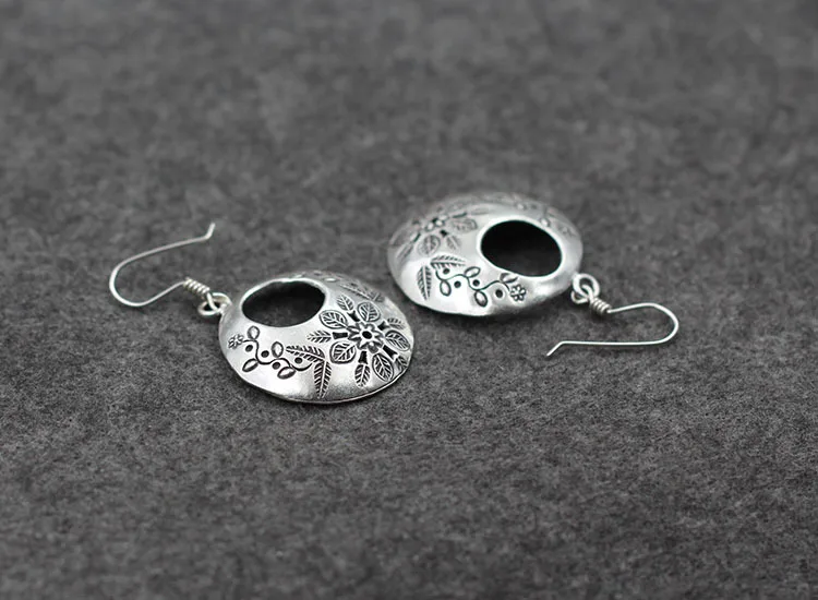 Женские серьги из серебра 925 пробы с резным большим цветком | Украшения и