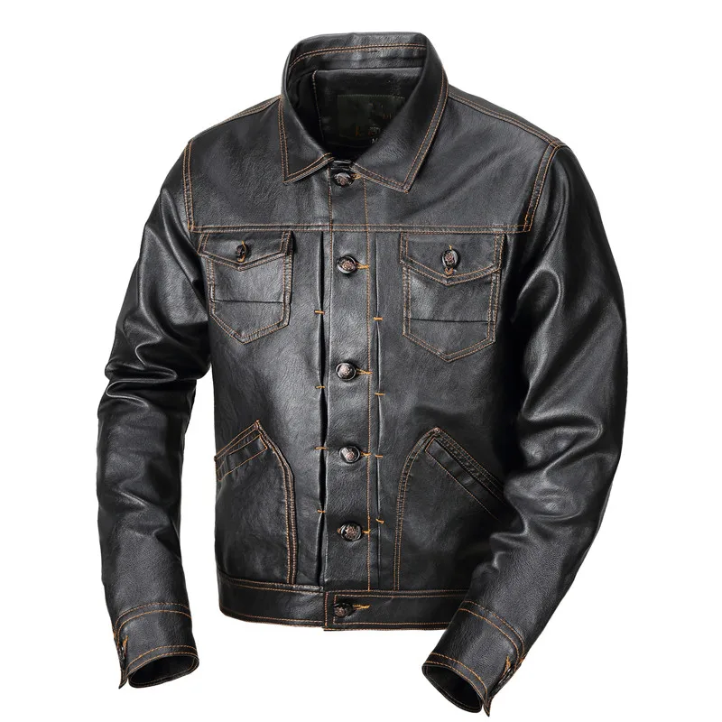 Мужская куртка бомбер из искусственной кожи с вышивкой в стиле милитари Весенняя