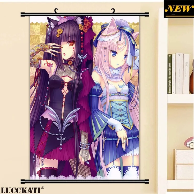 40X60 см Neko Para nekopara животные уши nekomimi хвост соски лоли мультфильм аниме Настенная картина Фреска плакат прокрутки холст живопись - Цвет: O