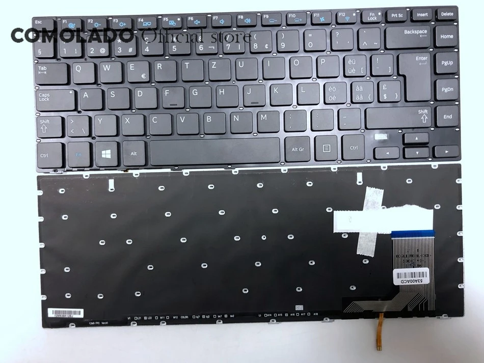 SW Swiss клавиатура для Samsung 370R4E 370R4V 450R4E 450R4V 470R4E 470R4V NP370R4E NP450R4E черная с подсветкой