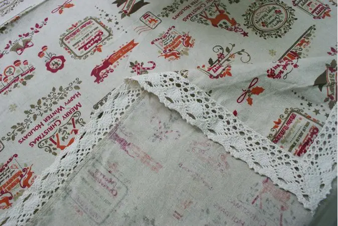 Льняная скатерть с рождественской темой и принтом северного оленя