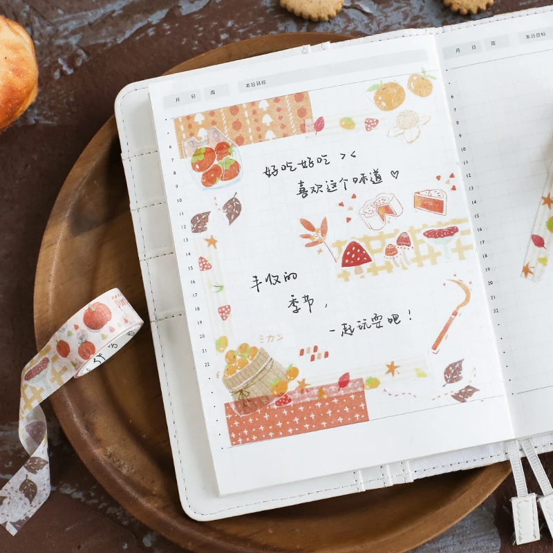 4 Rolls Cute Autumn Forest Fruit Food washi tape set adhesive DIY Decoration Sticker Scrapbooking Diary Masking Tape | Канцтовары для
