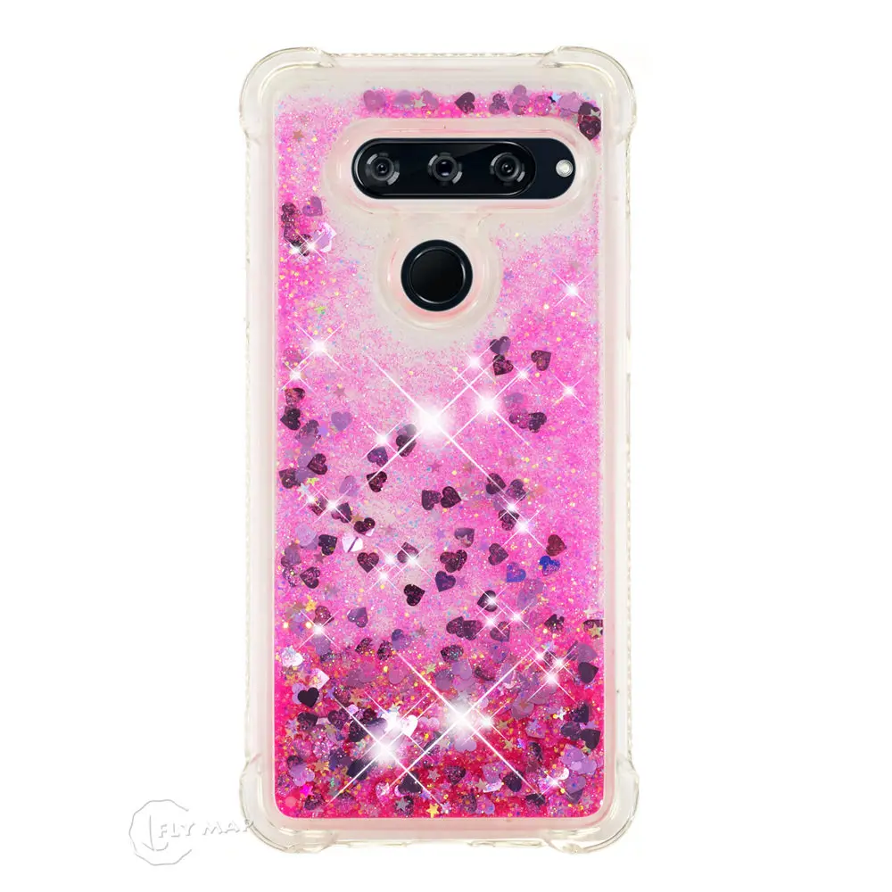 Glitter Stars Cover for LG V40 ThinQ LGV40 V405QA LM-V405QA LMV405QA V405TA LM-V405TA V405UA Liquid Quicksand Soft TPU Back Case |