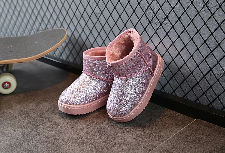 New Children's snow boots girls fur boots baby cotton shoes sequins soft boots girls Casual school boot