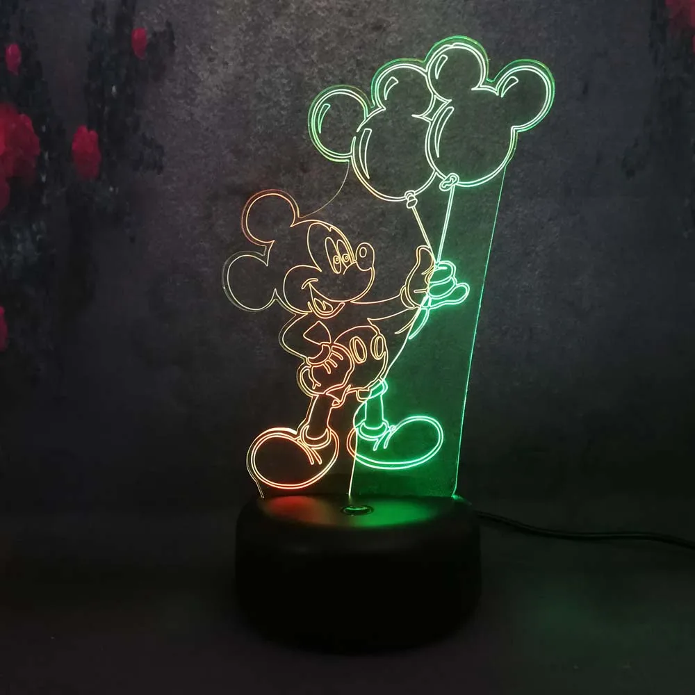 Супер милый Микки шар 3D смешанный цвет ночник Иллюзия USB led свет Рождество День